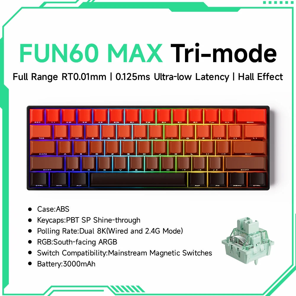 Akko MonsGeek FUN60 Teclado Gamer 60 Porcento Interruptor Magnético Gatilho 0.01mm