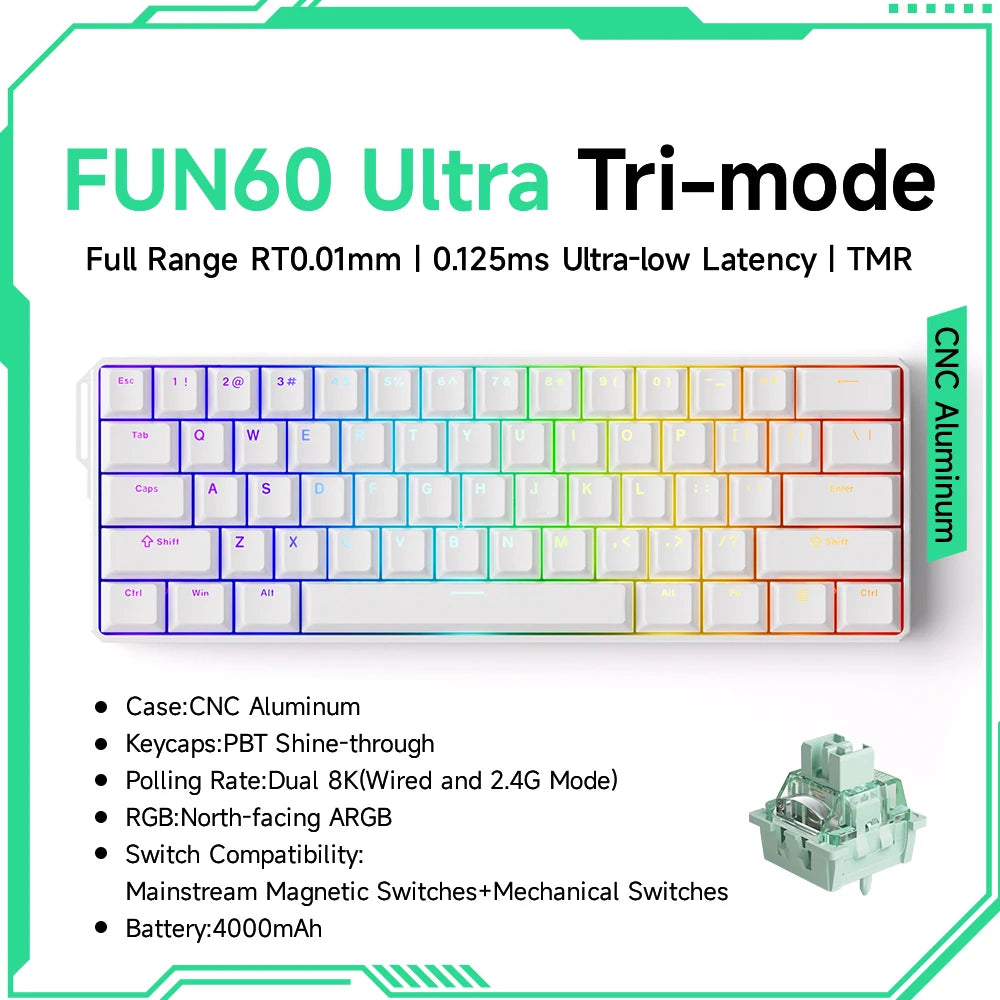 Akko MonsGeek FUN60 Teclado Gamer 60 Porcento Interruptor Magnético Gatilho 0.01mm