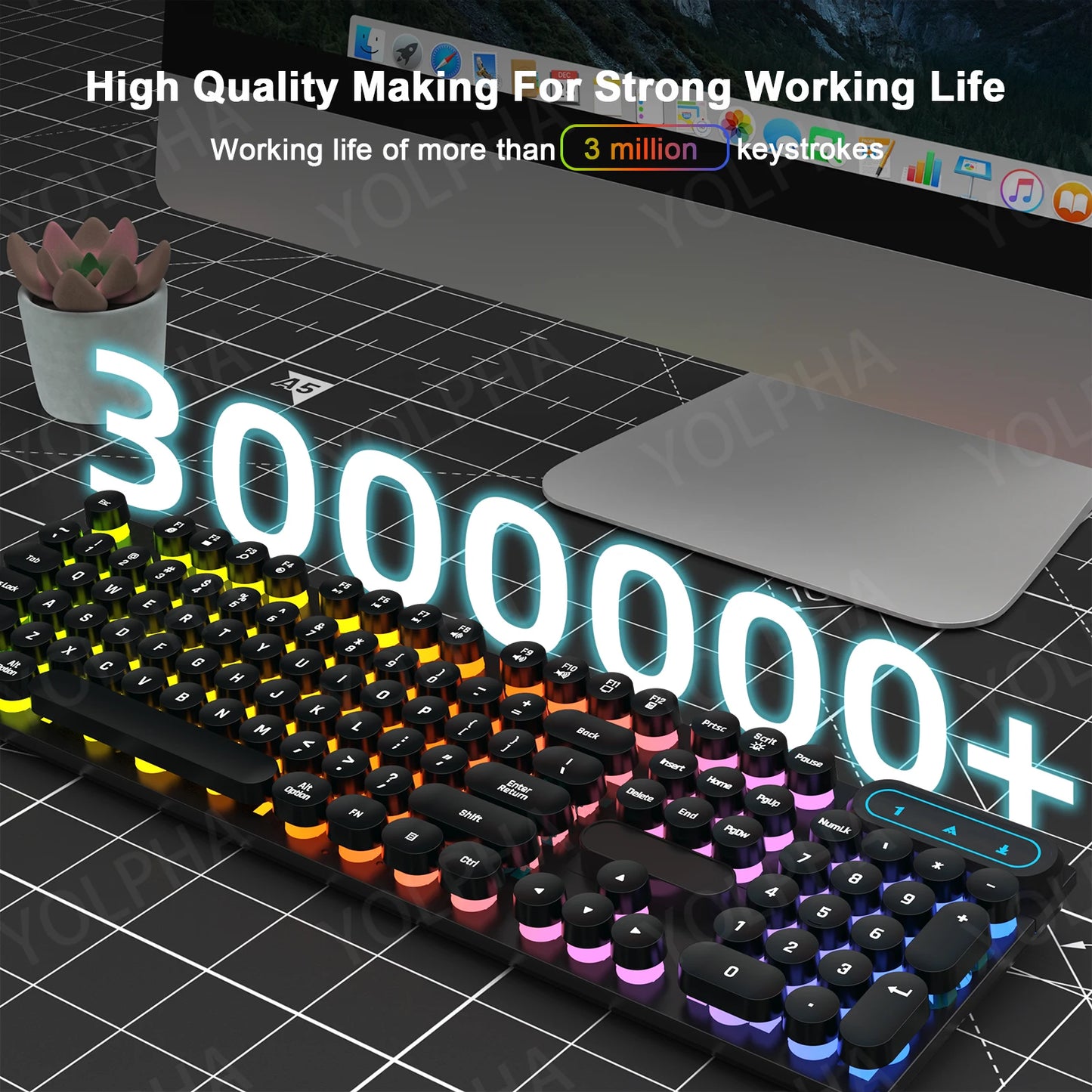 Teclado com Fio Iluminação RGB 104 Teclas Para Jogo Computador e Uso Diário