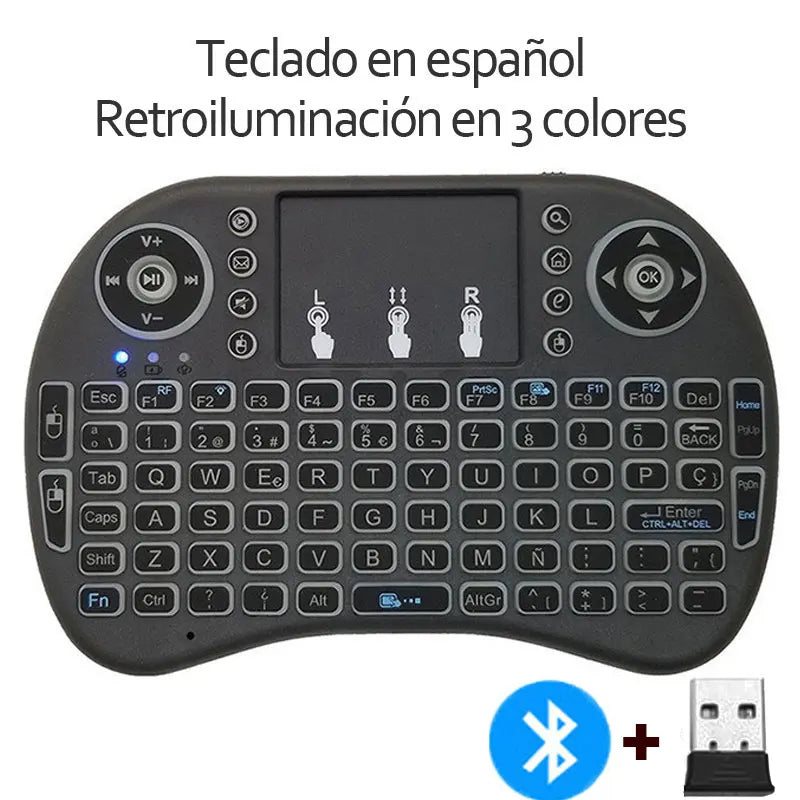 Teclado I8 Sem Fio com Touchpad Retroiluminado Bluetooth 2.4G Para TV Box e PC