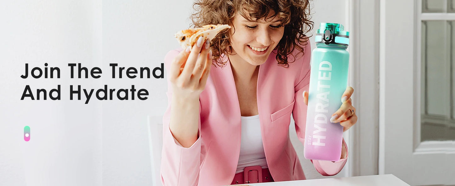 Garrafa de água Fashion com frases motivacionais perfeita para esportes e viagens