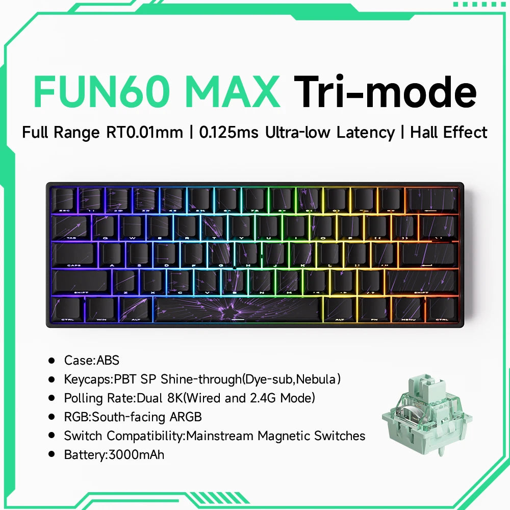 Akko MonsGeek FUN60 Teclado Gamer 60 Porcento Interruptor Magnético Gatilho 0.01mm