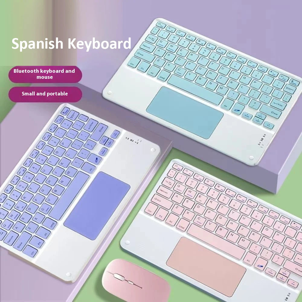 Teclado Recarregável Bluetooth 10 Polegadas Espanhol Inglês Para Tablet e Notebook