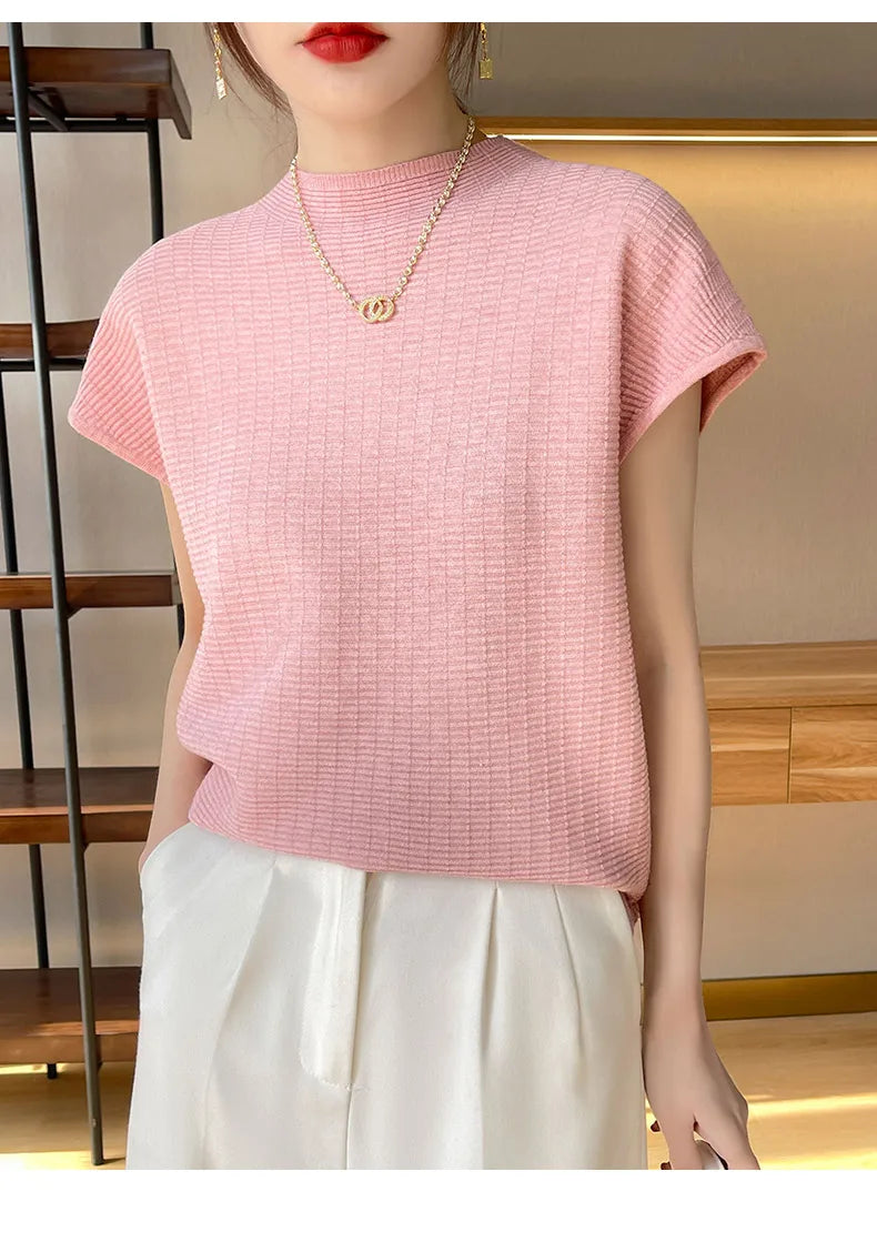 Camiseta Feminina Verão Oversize Gola O Manga Curta Estilo Casual e Confortável