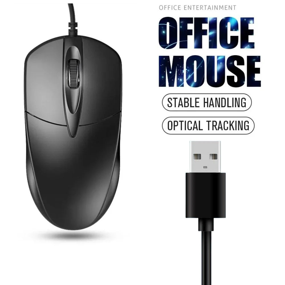 Mouse com Fio USB 1200DPI Rolo 3D Antiderrapante para Casa Escritório e Desktop