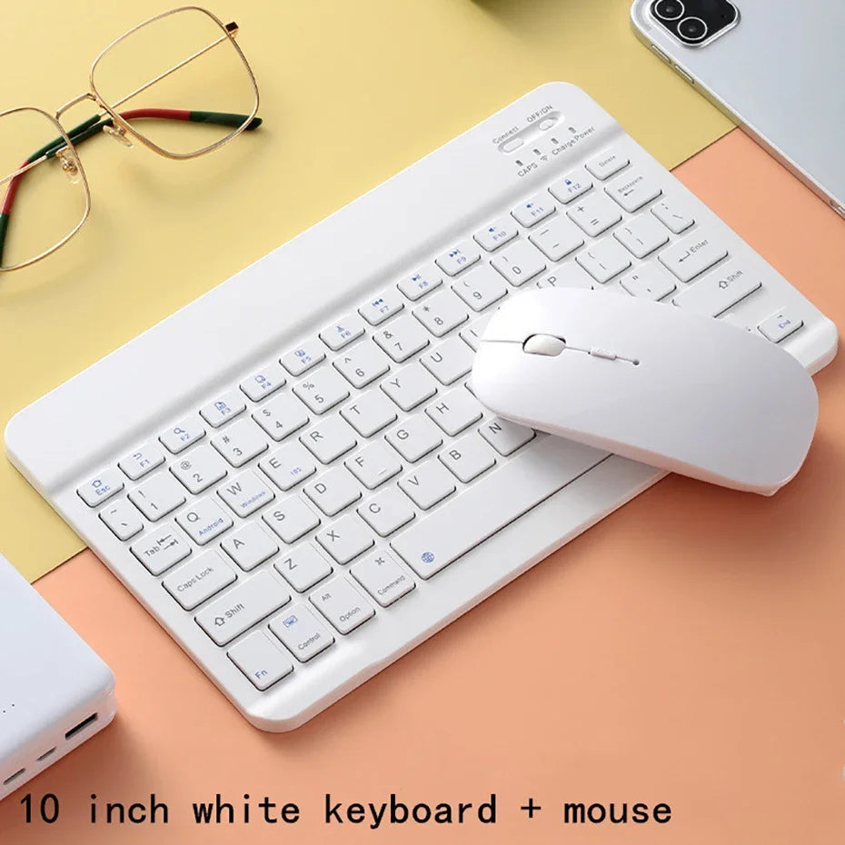 Teclado Recarregável Bluetooth 10 Polegadas Espanhol Inglês Para Tablet e Notebook