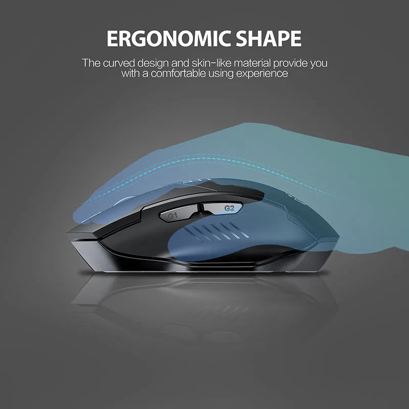 Mouse Sem Fio INPHIC F1 2.4G Recarregável 500mAh com Tela de Bateria e Design Ergonômico