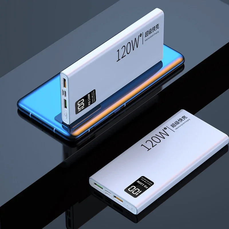 Power Bank 80000mAh 120W Super Rápido com Tela Digital Carregador Portátil para iPhone e Xiaomi