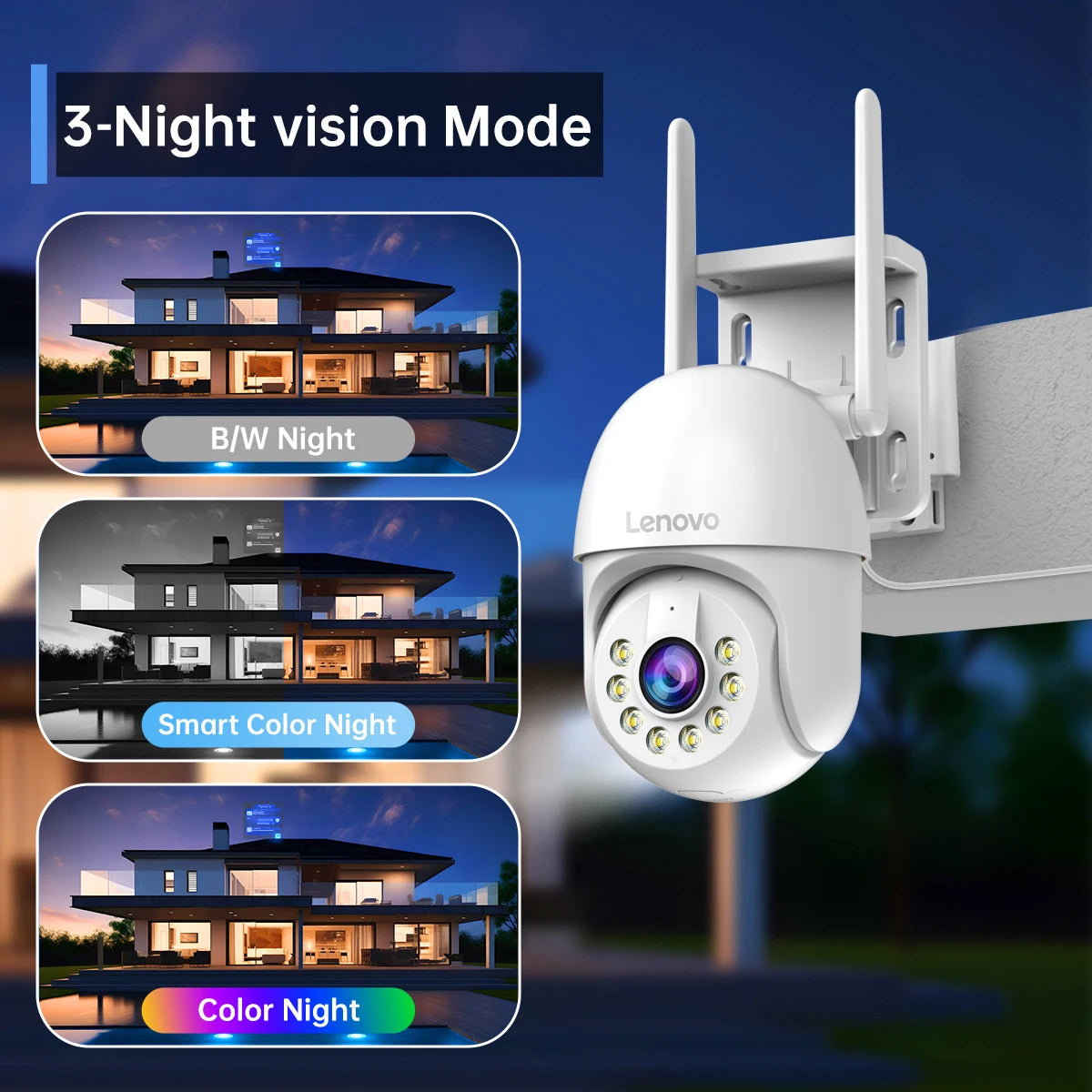 Lenovo Câmera IP PTZ 5MP com Zoom Digital 5x e Vigilância WiFi para Áreas Externas