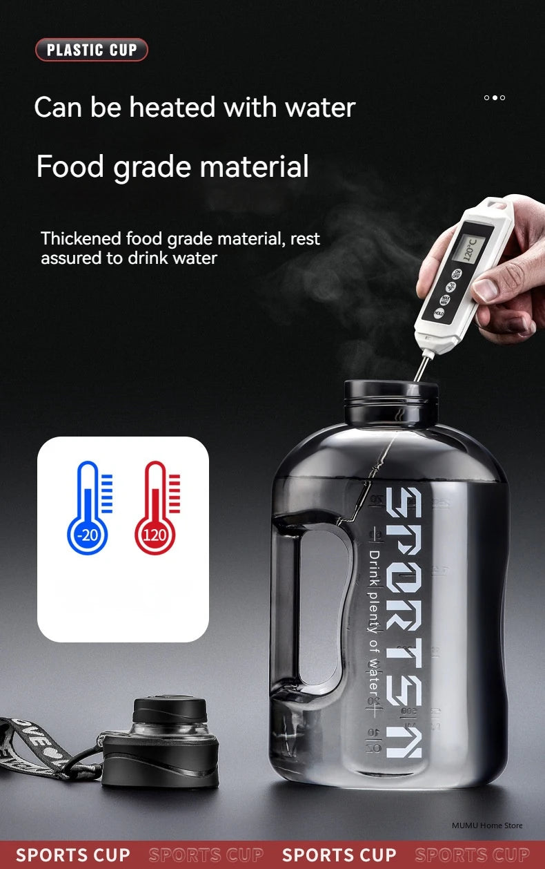 Garrafa gigante fitness, viagens e hidratação prolongada. Não perca tempo nos bebedouros, tenha água para todo o treino ou viagem.