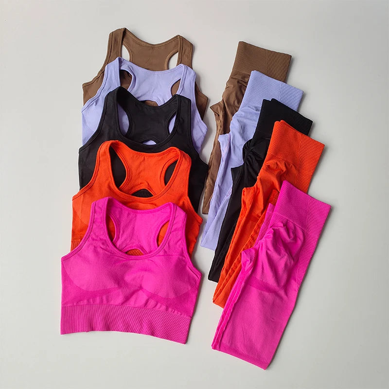 Conjunto Fitness Feminino 2PCS Top Shockproof Legging Ideal para Yoga Corrida e Academia