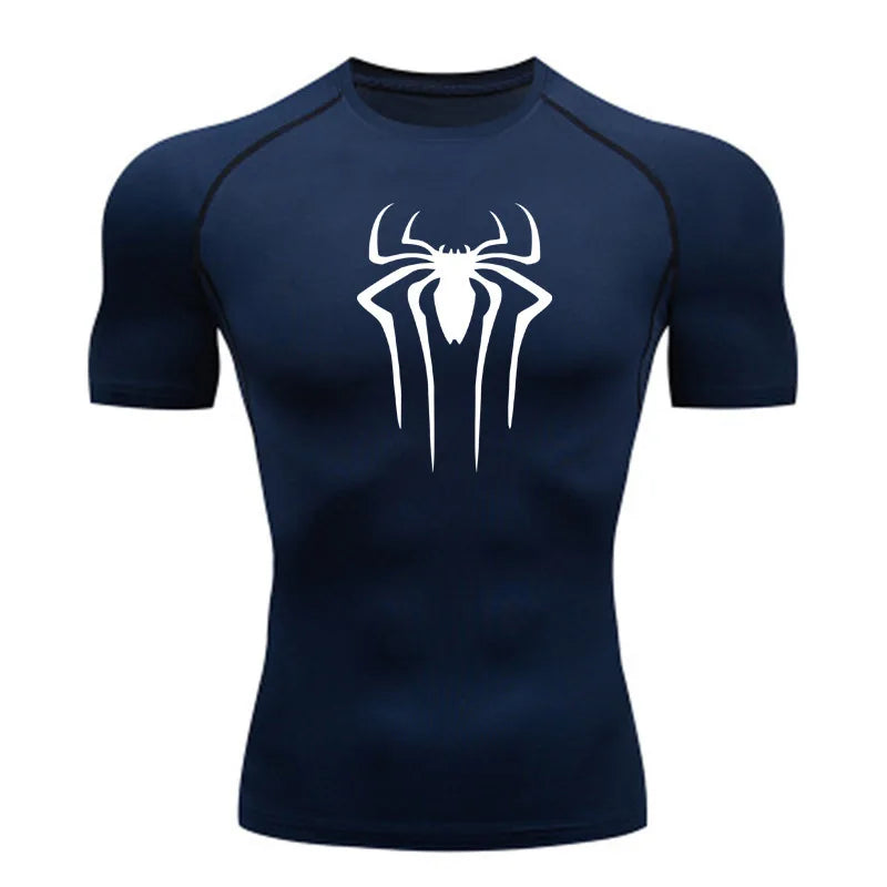 Camiseta Masculina Esportiva de Compressão Secagem Rápida Manga Curta para Treino