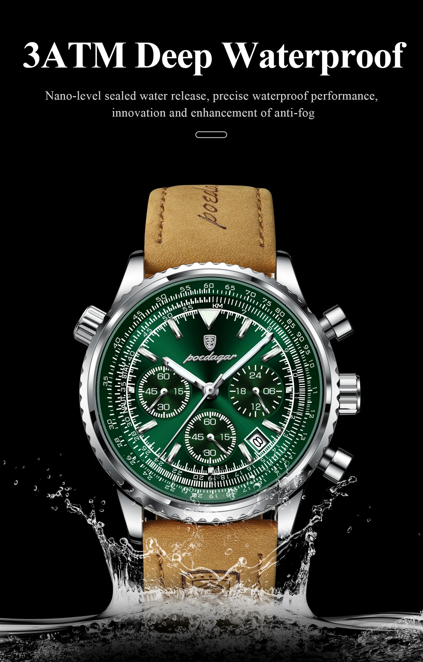 Relógio Masculino de luxo, POEDAGAR, de aço inoxidável, com design moderno, perfeito para os homens que modernos mas que não perderam a masculinidade.