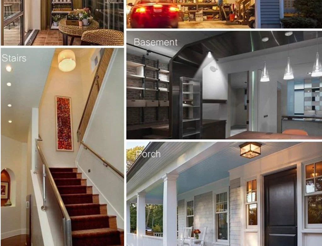 Lâmpada LED E27 com Sensor PIR 9W 12W 18W 20W Iluminação Automática para Estacionamento, varanda e outros ambientes.