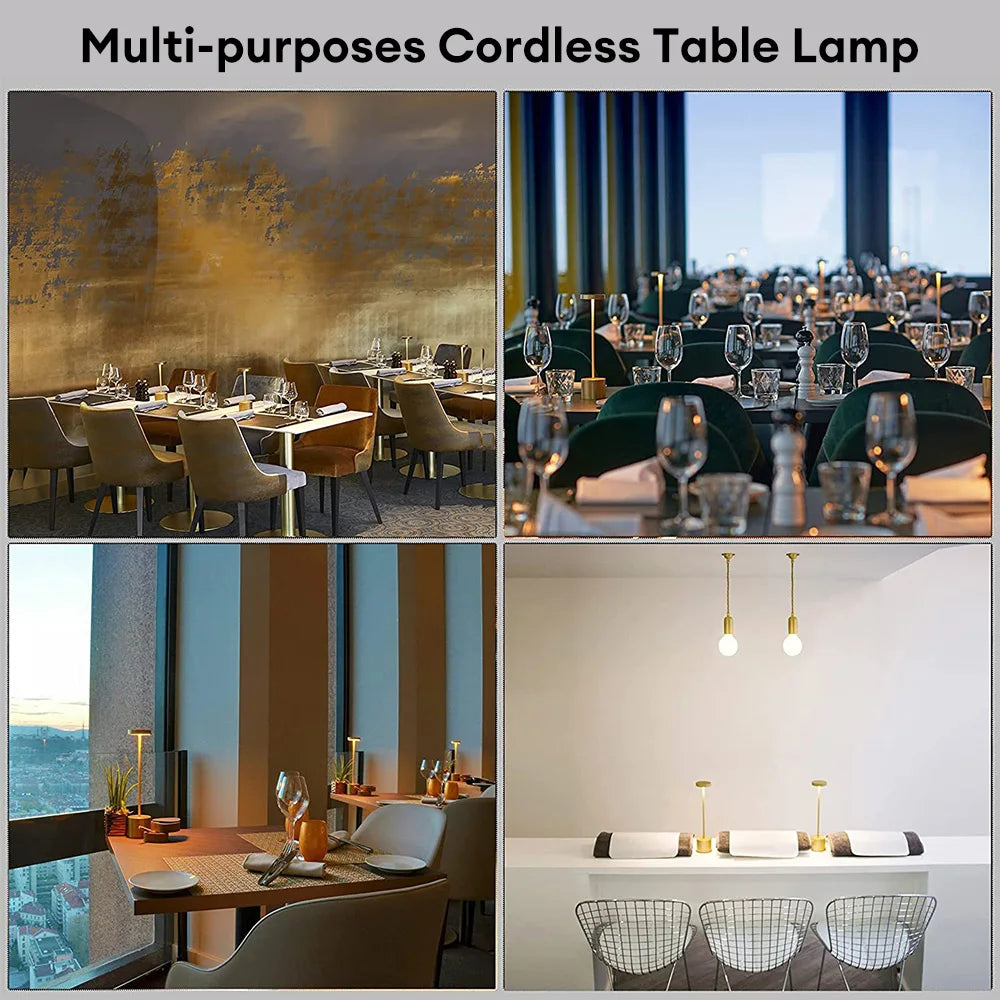 Lâmpada de Mesa com Escurecimento Contínuo e Bateria Recarregável Estilo Clássico para Bar ou Quarto