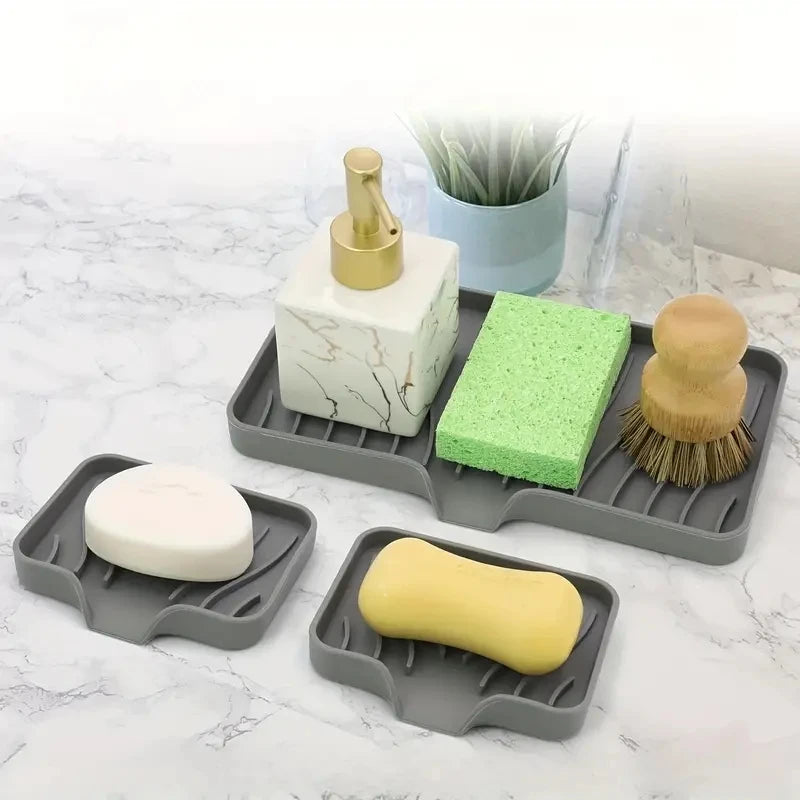 Bandeja de Silicone com Dreno para Organizar a Pia da Cozinha