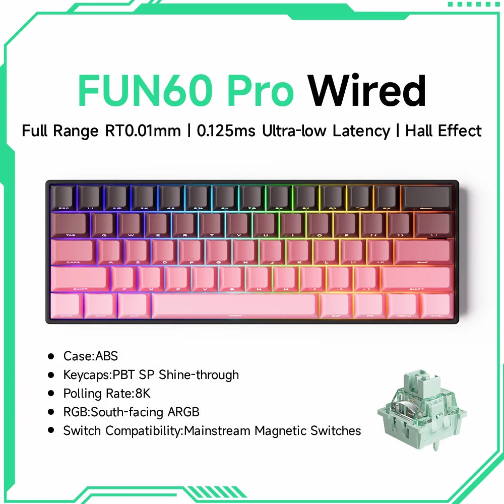 Akko MonsGeek FUN60 Teclado Gamer 60 Porcento Interruptor Magnético Gatilho 0.01mm