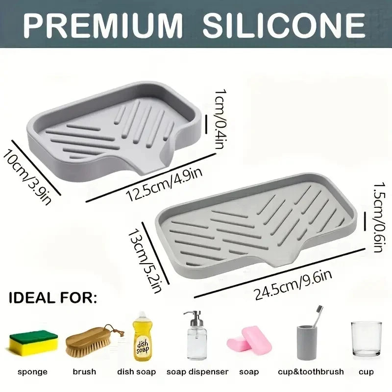 Bandeja de Silicone com Dreno para Organizar a Pia da Cozinha