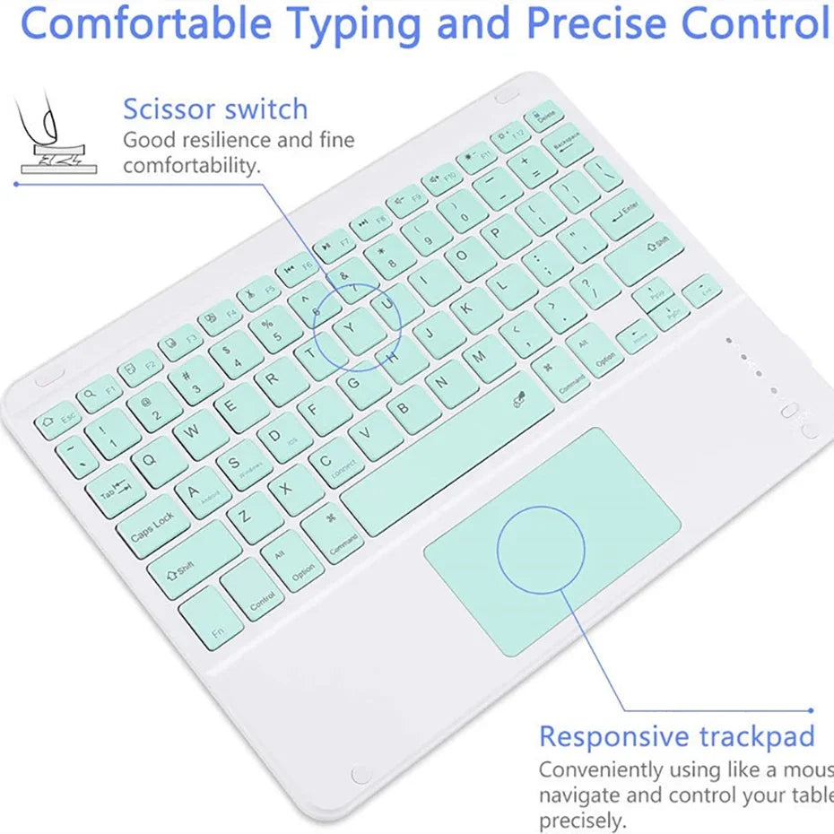 Teclado Recarregável Bluetooth 10 Polegadas Espanhol Inglês Para Tablet e Notebook
