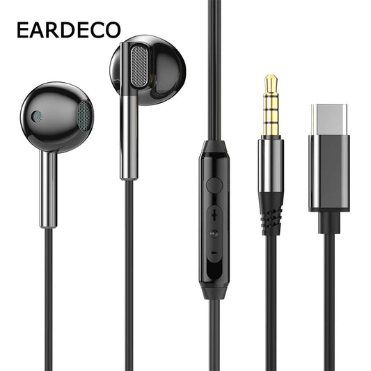 Fone de Ouvido com Fio EARDECO Hifi de Graves e Microfone Cancelamento de Ruído