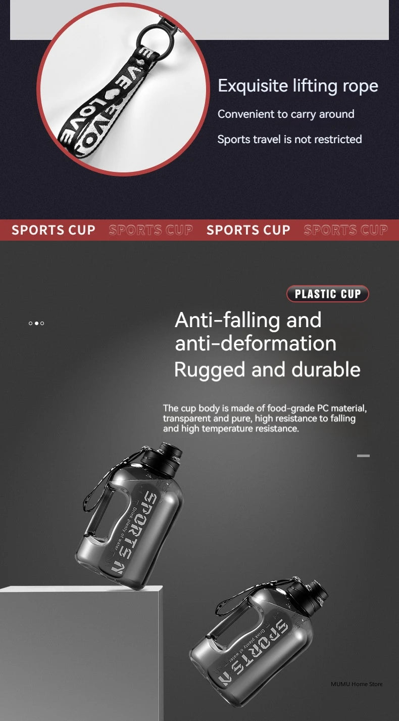 Garrafa gigante fitness, viagens e hidratação prolongada. Não perca tempo nos bebedouros, tenha água para todo o treino ou viagem.