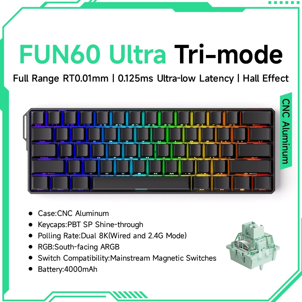 Akko MonsGeek FUN60 Teclado Gamer 60 Porcento Interruptor Magnético Gatilho 0.01mm