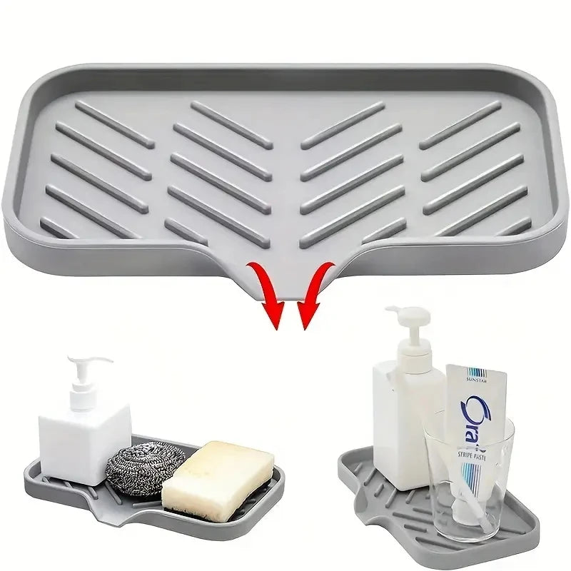 Bandeja de Silicone com Dreno para Organizar a Pia da Cozinha