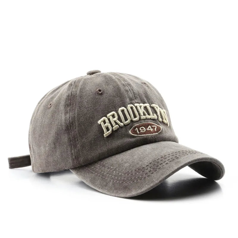 Boné de Beisebol Retrô Bordado Brooklyn Algodão Ajustável para Homens e Mulheres