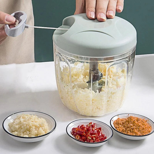Moedor multiuso manual 500/900ml, picador de alho giratório, triturador de alho, cortador de vegetais e cebola