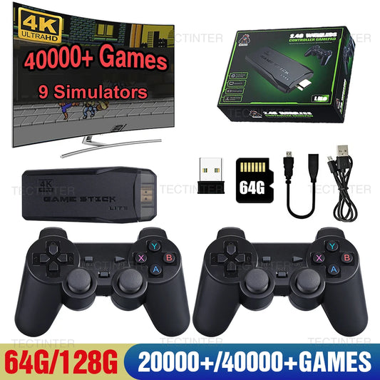 M8 Stick de Jogo Retrô 4K HD Com Controle Sem Fio e 20000 Jogos Embutidos