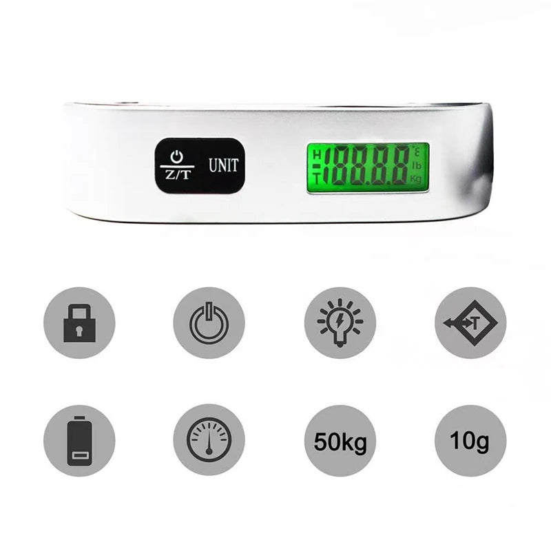 Balança digital portátil com tela LCD, 110 lb/50 kg, eletrônica. Nunca mais pague taxas por excesso de peso.