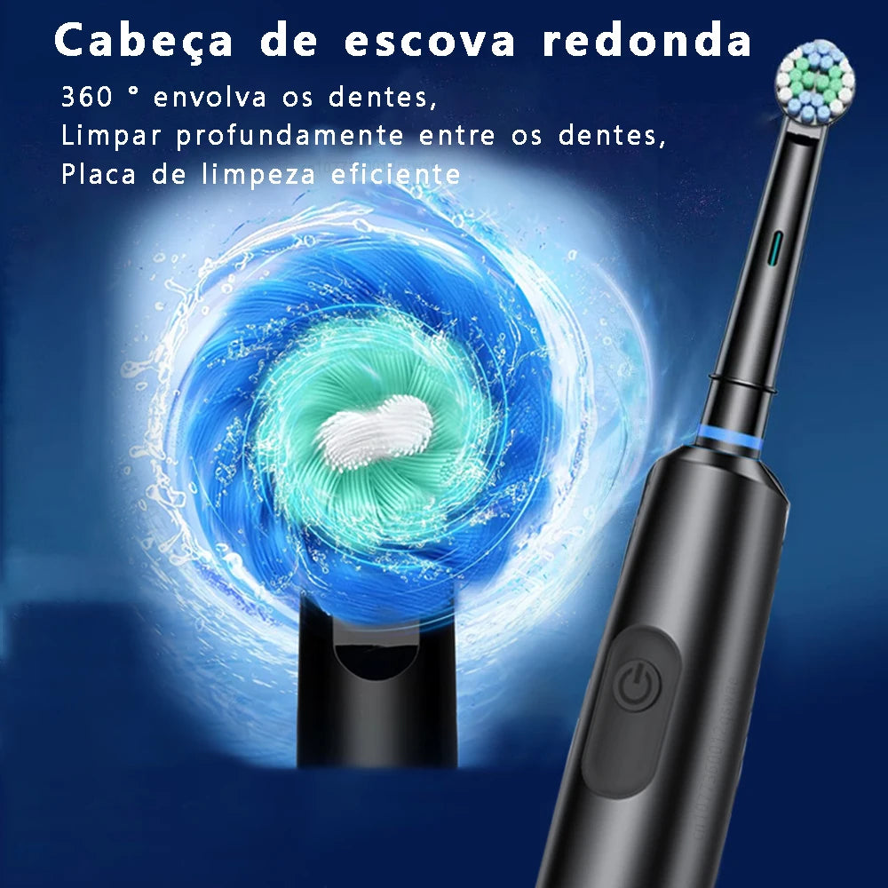 Escova Elétrica de Limpeza com 8 Cabeças À Prova d’Água e Temporizador Inteligente