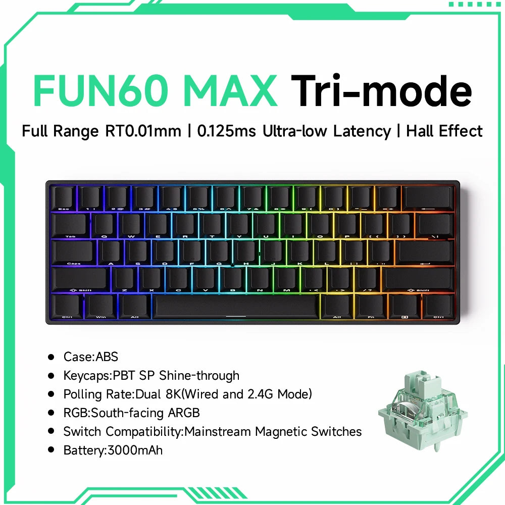 Akko MonsGeek FUN60 Teclado Gamer 60 Porcento Interruptor Magnético Gatilho 0.01mm