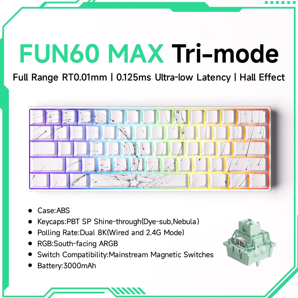 Akko MonsGeek FUN60 Teclado Gamer 60 Porcento Interruptor Magnético Gatilho 0.01mm