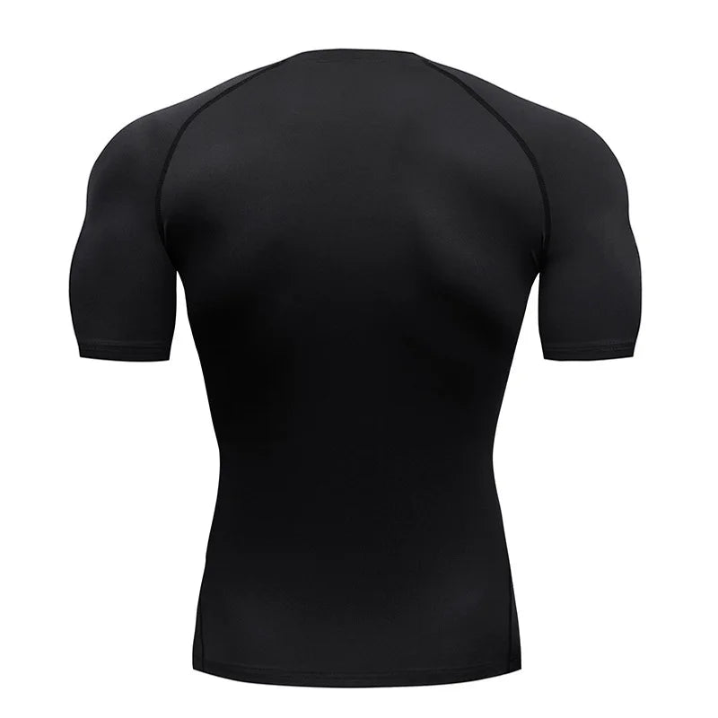 Camiseta Masculina Esportiva de Compressão Secagem Rápida Manga Curta para Treino