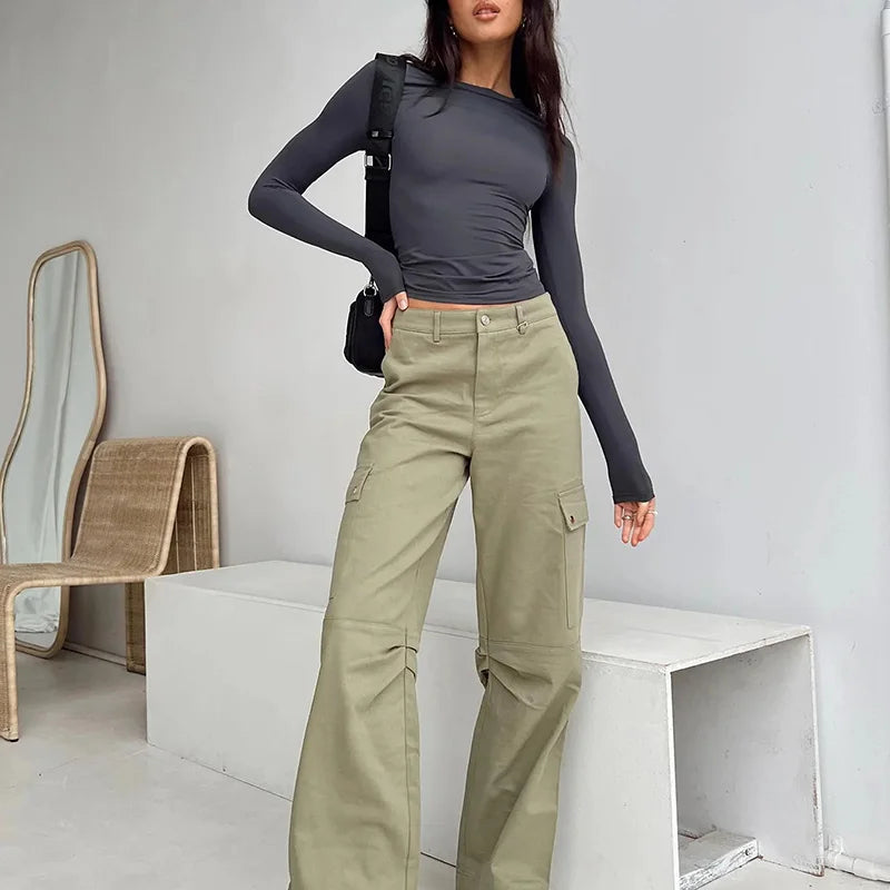 Camiseta Feminina Casual Manga Longa Slim Fit Primavera Outono Streetwear