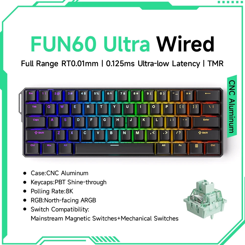 Akko MonsGeek FUN60 Teclado Gamer 60 Porcento Interruptor Magnético Gatilho 0.01mm