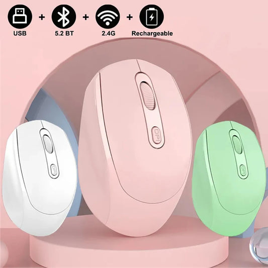 Mouse Ergonômico Sem Fio Silencioso Modo Duplo Recarregável para PC e Gaming