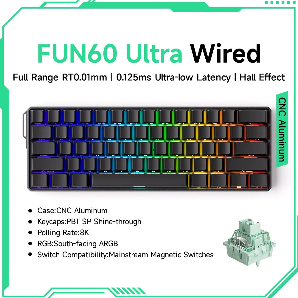 Akko MonsGeek FUN60 Teclado Gamer 60 Porcento Interruptor Magnético Gatilho 0.01mm