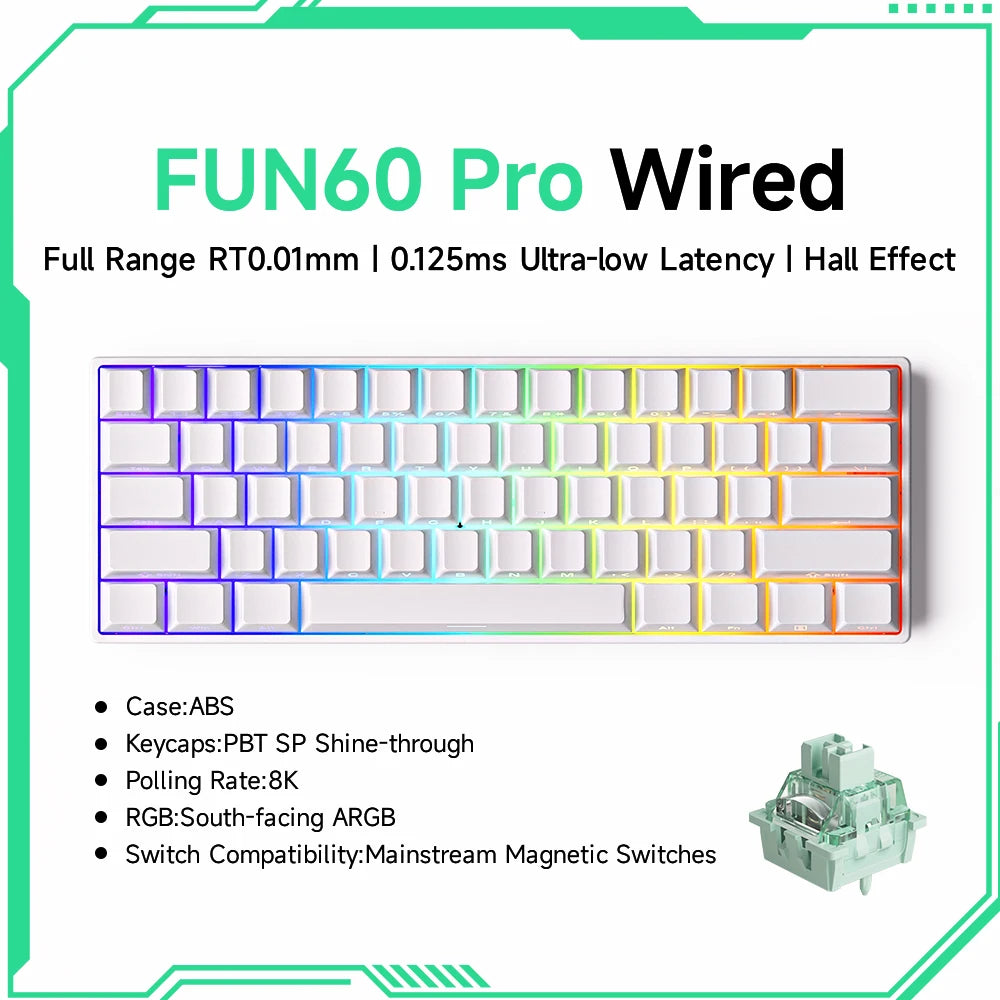 Akko MonsGeek FUN60 Teclado Gamer 60 Porcento Interruptor Magnético Gatilho 0.01mm