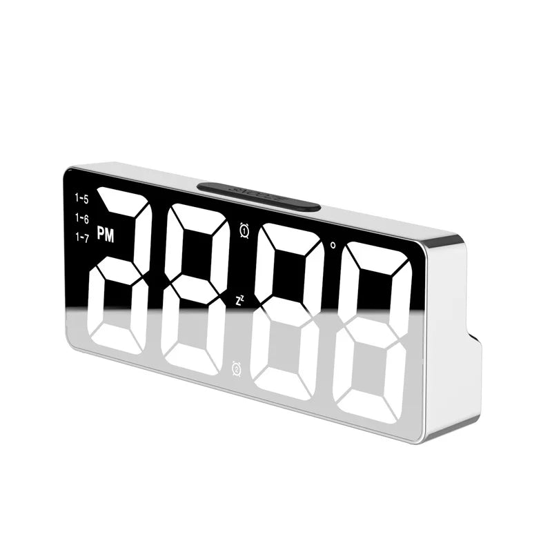 Relógio de Quarto com Alarme LED Brilho Ajustável e Indicador de Temperatura