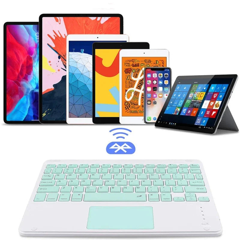 Teclado Recarregável Bluetooth 10 Polegadas Espanhol Inglês Para Tablet e Notebook