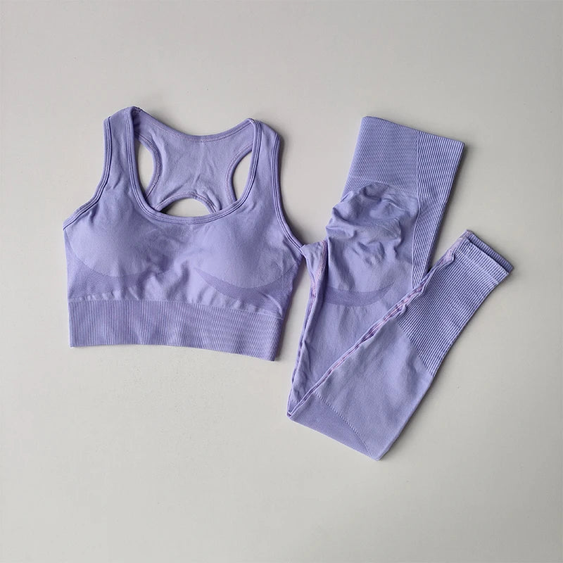 Conjunto Fitness Feminino 2PCS Top Shockproof Legging Ideal para Yoga Corrida e Academia