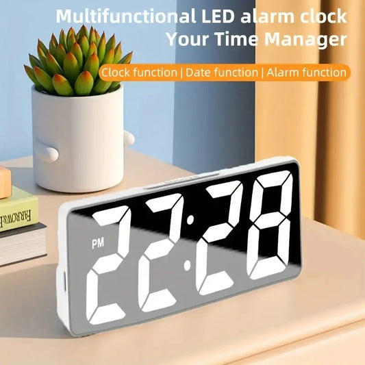 Relógio de Quarto com Alarme LED Brilho Ajustável e Indicador de Temperatura