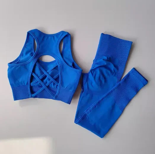 Conjunto Fitness Feminino 2PCS Top Shockproof Legging Ideal para Yoga Corrida e Academia