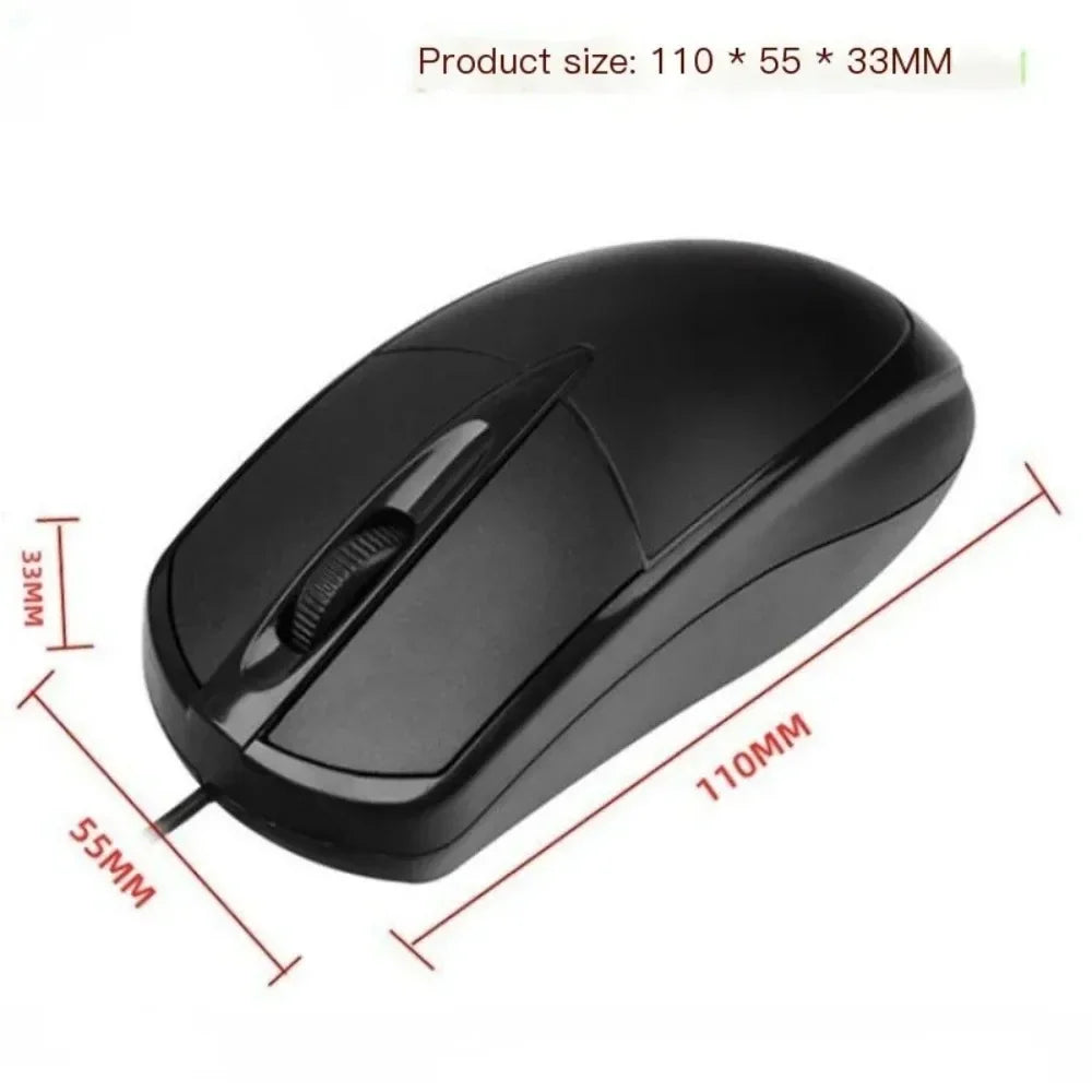 Mouse com Fio USB 1200DPI Rolo 3D Antiderrapante para Casa Escritório e Desktop