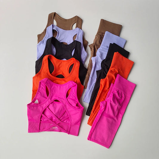 Conjunto Fitness Feminino 2PCS Top Shockproof Legging Ideal para Yoga Corrida e Academia