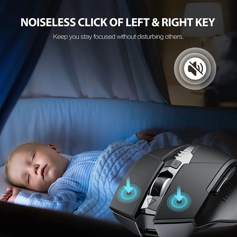 Mouse Sem Fio INPHIC F1 2.4G Recarregável 500mAh com Tela de Bateria e Design Ergonômico