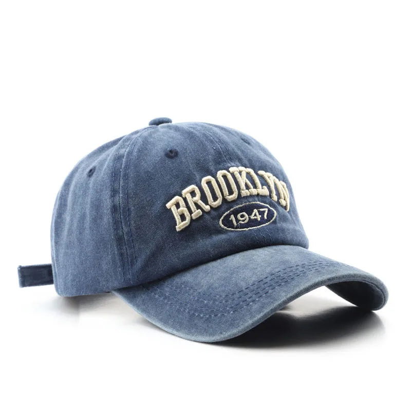Boné de Beisebol Retrô Bordado Brooklyn Algodão Ajustável para Homens e Mulheres