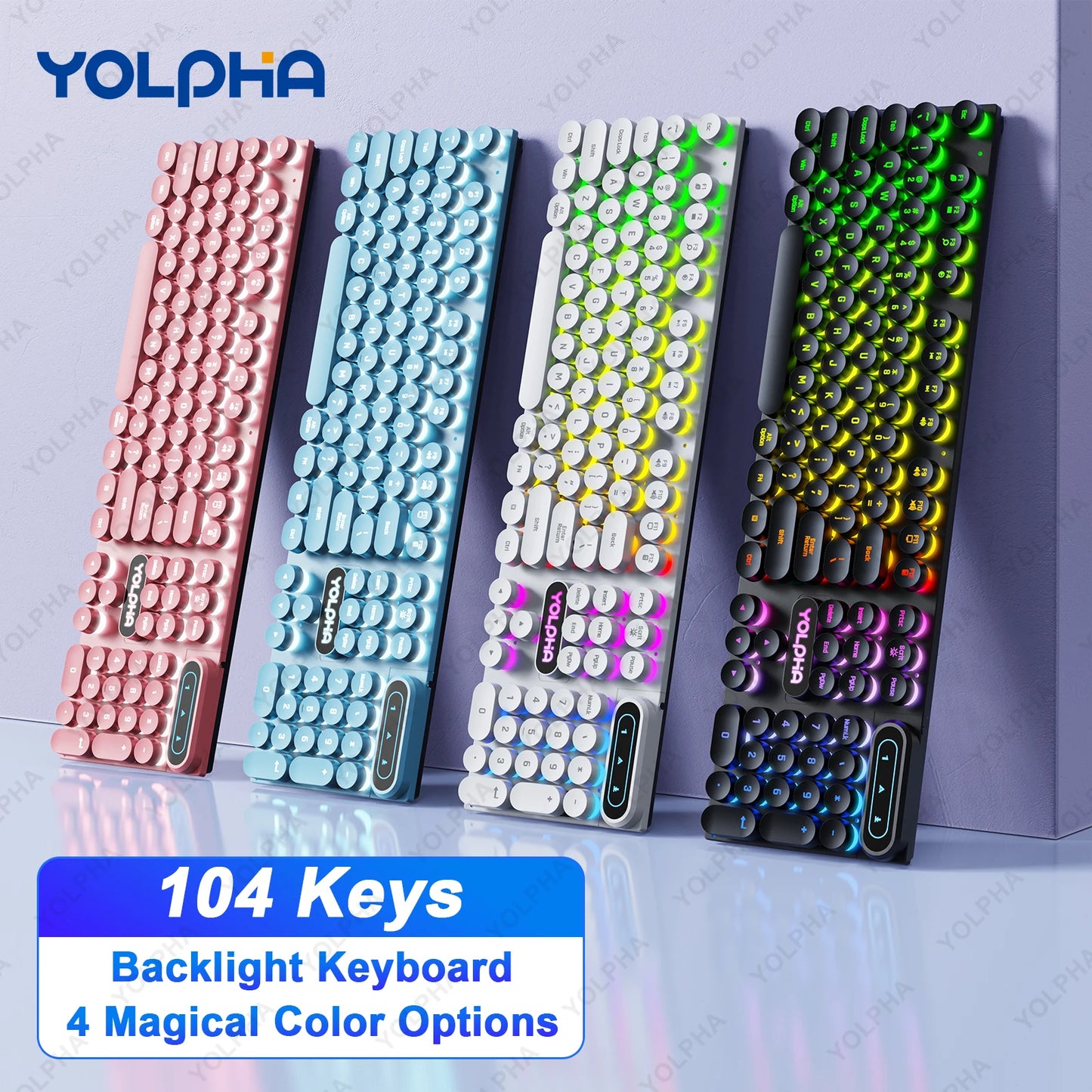 Teclado com Fio Iluminação RGB 104 Teclas Para Jogo Computador e Uso Diário